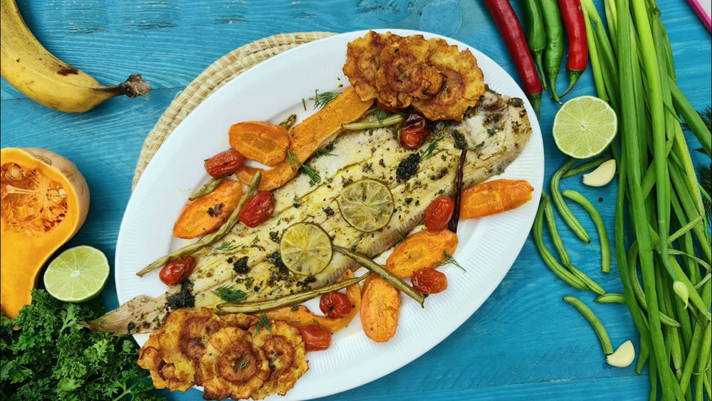 Délicieux plat sole aux légumes et bananes plantains Amalgastro