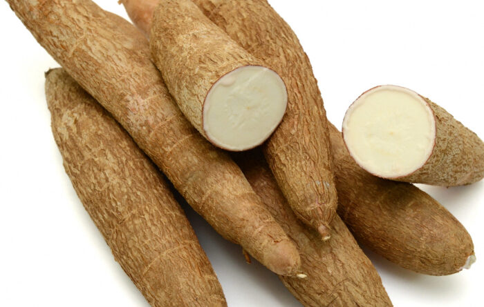 racine de manioc et manioc moulu