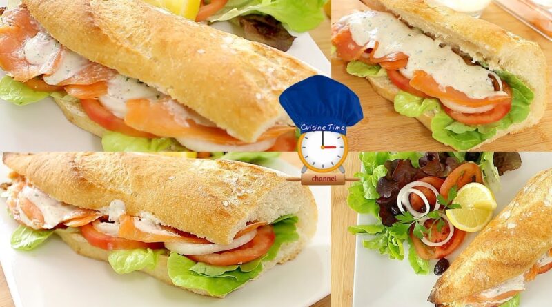 Voici une excellente recette simple un sandwich frais au saumon avec votre baguette que vous pouvez réaliser chez vous.