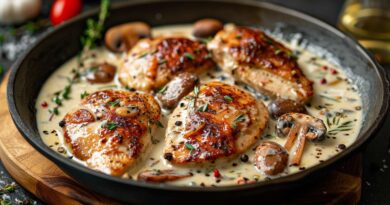 Poulet à la crème et aux champignons